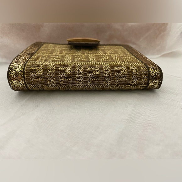 FENDI Zucchino Small Compact Metallic Jacquard Wallet - Picture 16 of 16